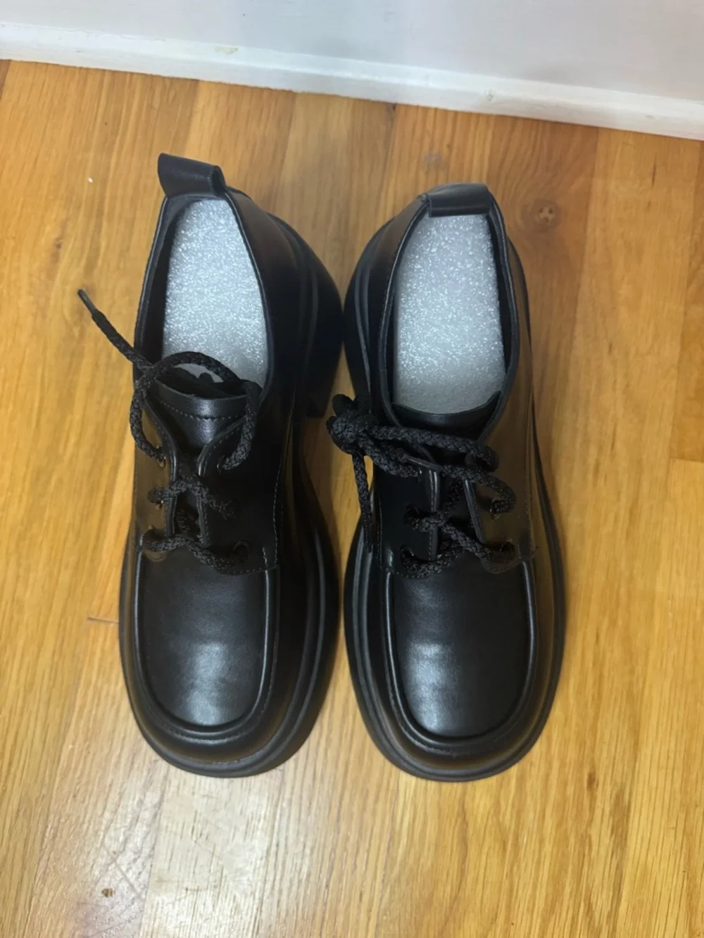 ALGF NEW Black Chunky Platform Oxford Shoes Size 7.5